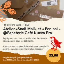  Atelier Pen Pal & Snail Mail - Octobre 2023, Bilingue