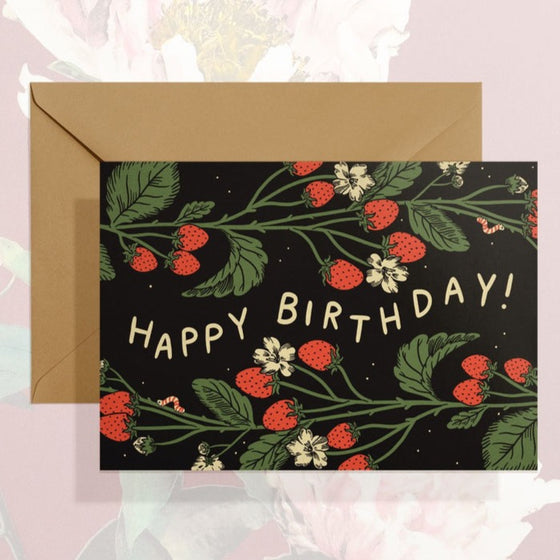 Carte de souhaits - Happy Birthday (Strawberries)
