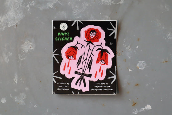 Stay Home Club Sticker - Pink Roses 