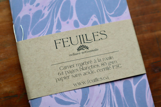 Feuilles Lined Pocket Notebook - Mini-Mabled, Purple Swirl