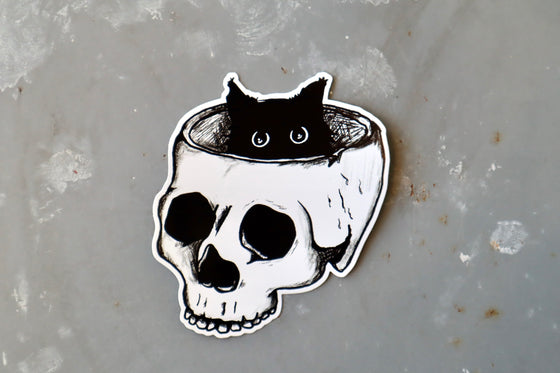 Autocollant - Black Cat Skull
