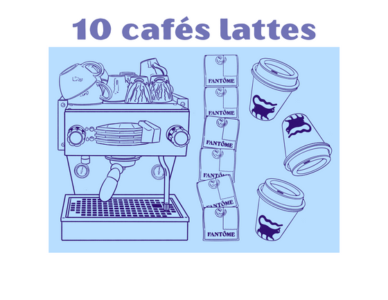 10 cafés latte prépayés, à prix réduit