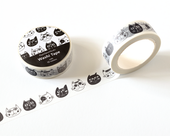 Washi tape - Black & White Cat Faces