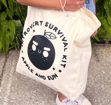Tote Apple and Sun - Introvert Survival Kit
