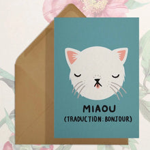  Carte de souhaits Stay Home Club - Miaou (Bonjour)