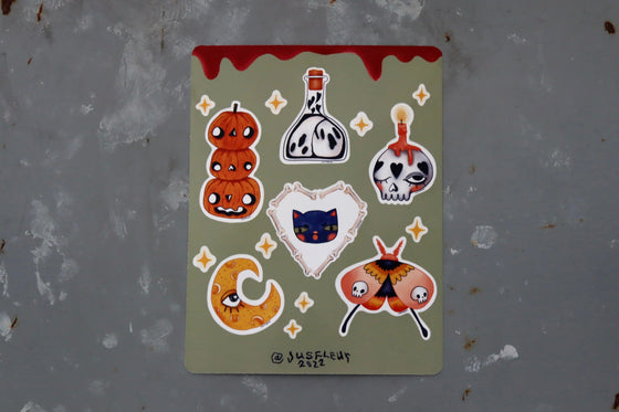 Jusfleur Sticker Sheet - Spooky Season, Spooky Friends 