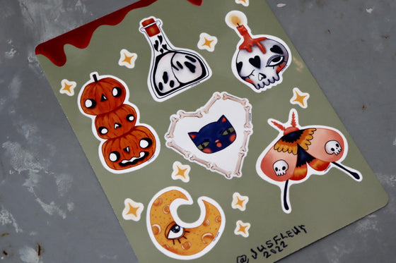 Jusfleur Sticker Sheet - Spooky Season, Spooky Friends 