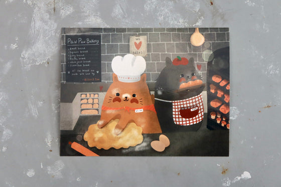 Carte Postale Yas Petit Poulet - Paw Paw Bakery Cats
