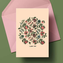  Stay Home Club Greeting Card - I Love You (Beige Flowers)